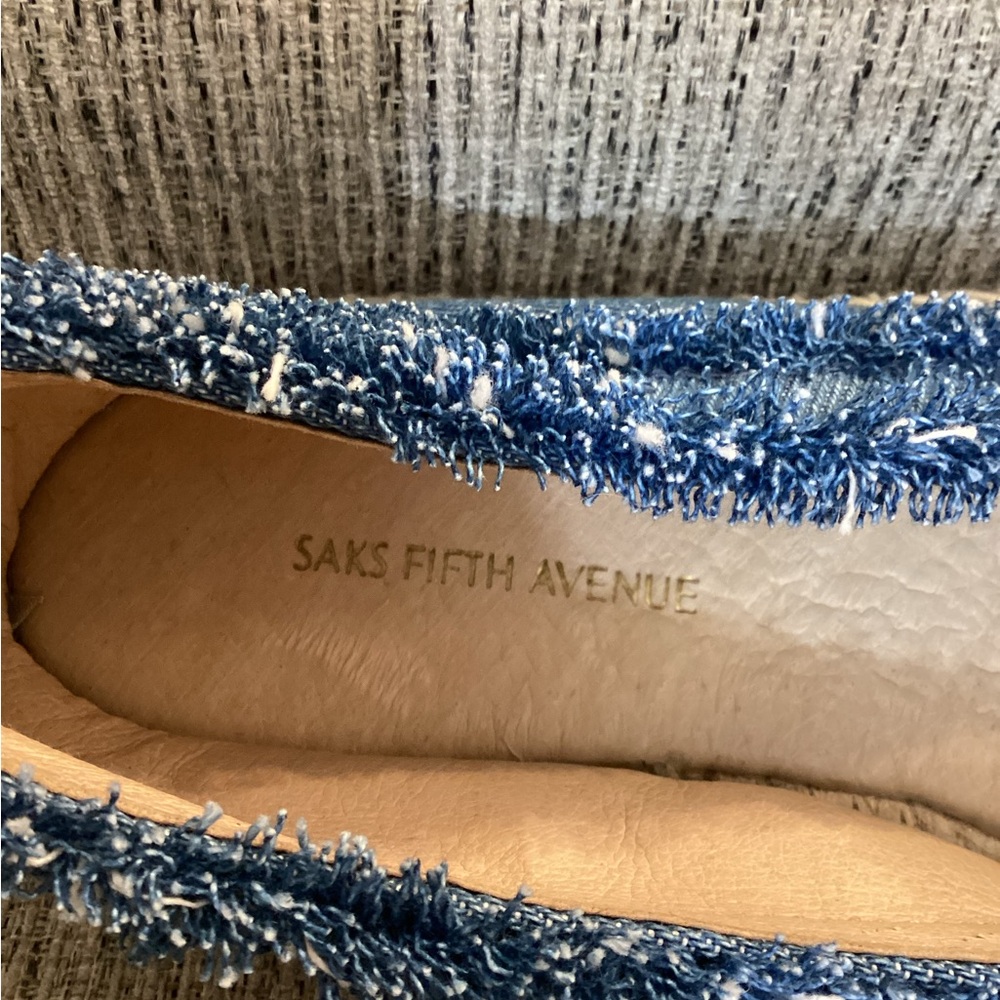 Saks Fifth Avenue Blue Denim Frayed Espadrille Flats - Picture 13 of 13